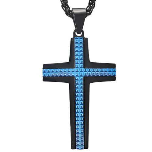 COI Titanium Blue/Rose/Silver Black Cross Pendant-7694