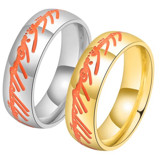 **COI Titanium Gold Tone/Silver Orange Lord Of Rings Ring Power-7753