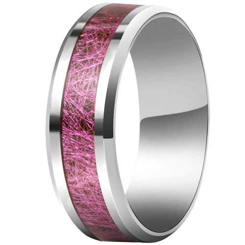 **COI Titanium Purple Red Meteorite Beveled Edges Ring-7873