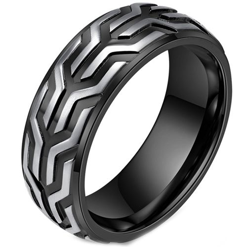**COI Titanium Black/Gold Tone Silver Ring-7933