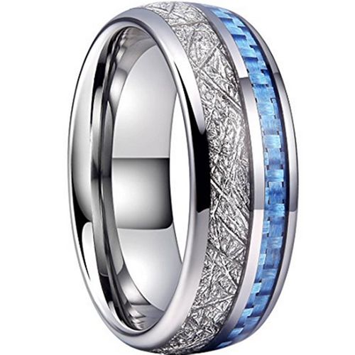 **COI Tungsten Carbide Meteorite & Carbon Fiber Dome Court Ring-7960AA