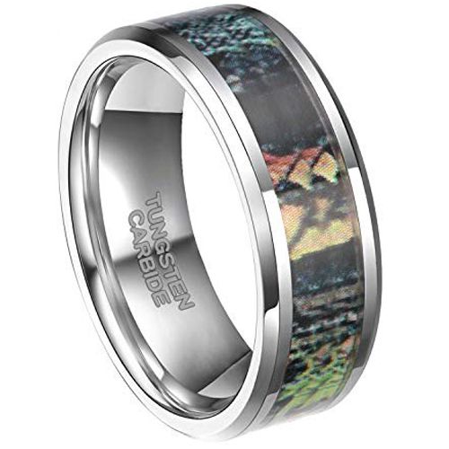 **COI Tungsten Carbide Camo Beveled Edges Ring-7979AA