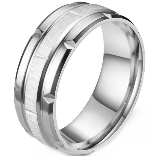 **COI Titanium Black/Rose/Gold Tone/Silver Tire Tread Brick Pattern Ring-8027AA