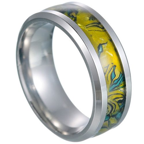 **COI Titanium Camo Beveled Edges Ring-8058AA