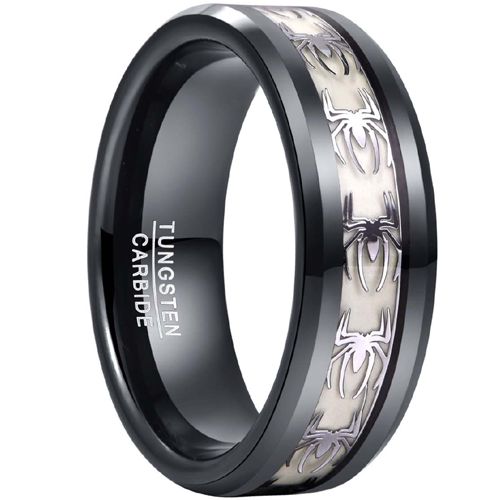 **COI Black Tungsten Carbide Spider Beveled Edges Ring-8090AA