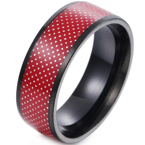 **COI Titanium Black Red Dome Court Ring-8154AA