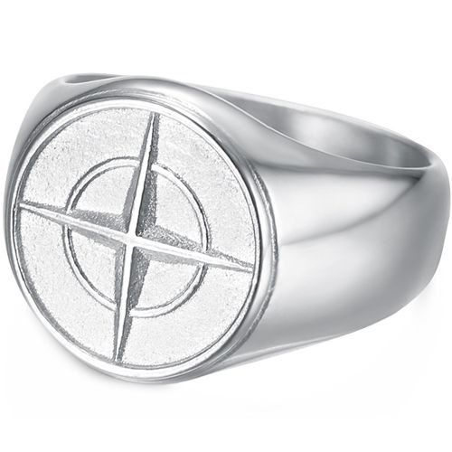 **COI Titanium Gold Tone/Silver Compass & Anchor Ring-8229AA
