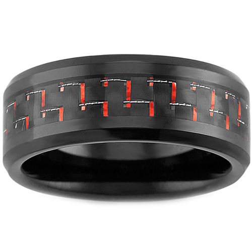 COI Black Tungsten Carbide Ring With Carbon Fiber - TG3693