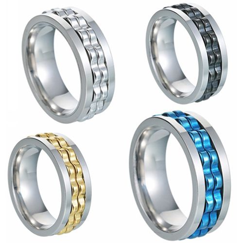 **COI Titanium Silver/Gold Tone/Black/Blue Silver Gears Ring-8347AA