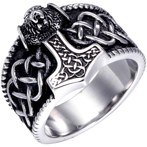 **COI Titanium Black Silver Hip Hop Ring-8373AA