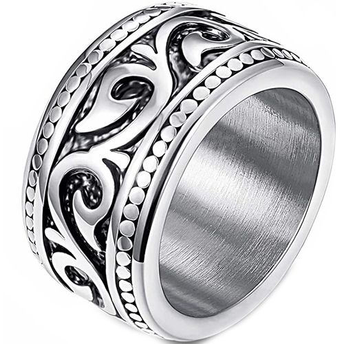 **COI Titanium Black Silver Celtic Ring-8407AA