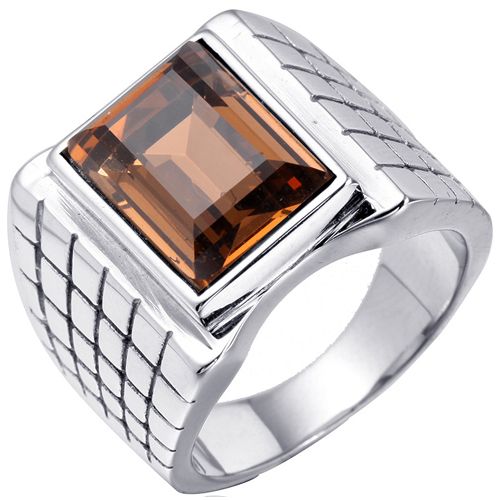**COI Titanium Gold Tone/Silver Grooves Ring With Tiger Eye-8465AA