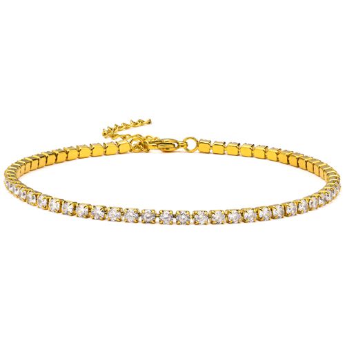 COI Gold Tone Titanium Cubic Zirconia Tennis Bracelet With Steel Clasp(Length: 8.66 inches)-8494AA