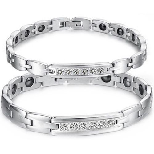 COI Titanium Cubic Zirconia Bracelet With Steel Clasp(Length: 7.87 inches)-8497AA