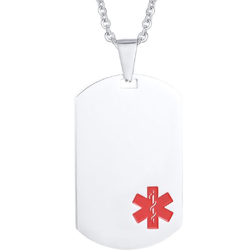 COI Titanium Medical Alert Dog Tag Pendant-8590AA
