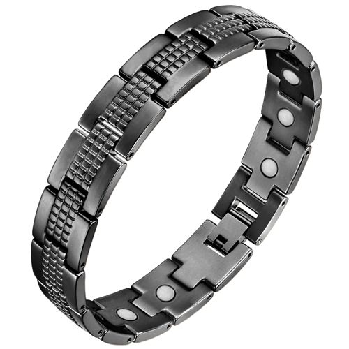 COI Black Titanium Bracelet With Steel Clasp(Length: 8.27 inches)-8613AA