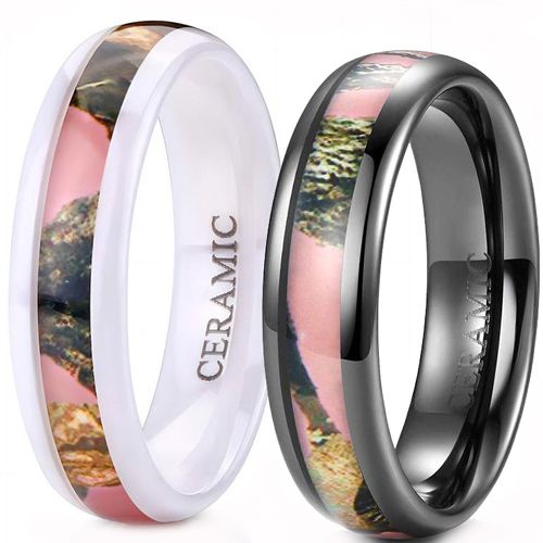 **COI Black/White Ceramic Dome Court Ring With Camo-8663