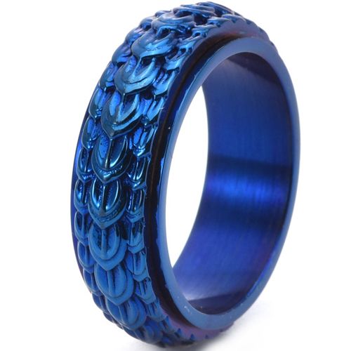 **COI Titanium Black/Blue/Gold Tone/Silver Step Edges Ring-8687