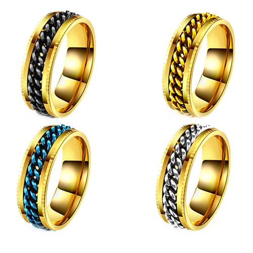 **COI Titanium Gold Tone Black/Blue/Silver/Gold Tone Keychain Link Ring-8701AA