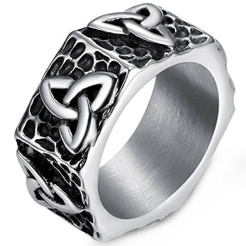 **COI Titanium Black Silver Trinity Knots Ring-8722AA