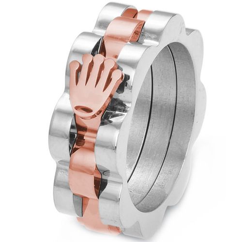 **COI Titanium Silver/Gold Tone/Rose Silver Ring With Crown-8767AA