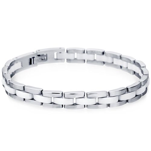 COI Titanium White Ceramic Bracelet With Steel Clasp(Length: 8.27 inches)-8832AA