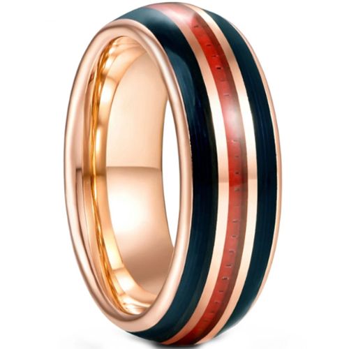 **COI Rose Tungsten Carbide Wood Dome Court Ring-8878AA