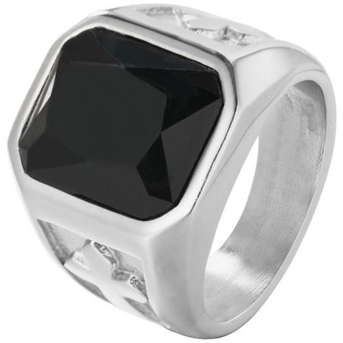 **COI Titanium Gold Tone/Silver Cross Ring With Created Red Ruby/Blue Sapphire/Green Emerald/Black Onyx-8907