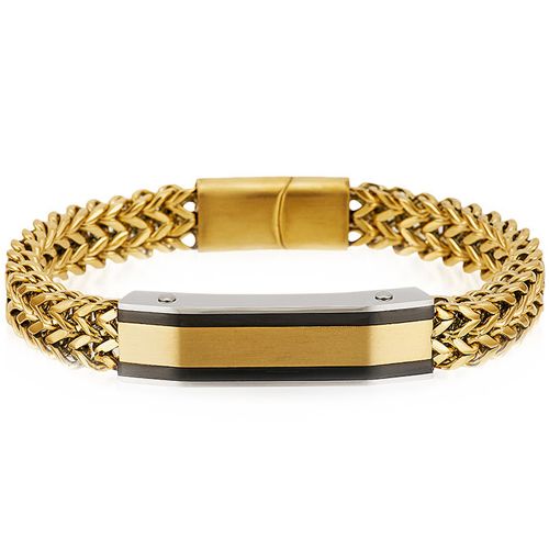 COI Titanium Black Gold Tone Bracelet With Steel Clasp(Length: 7.87 inches)-8952