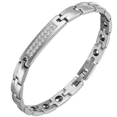 COI Titanium Black/Gold Tone/Rose/Silver Cubic Zirconia Bracelet With Steel Clasp(Length: 7.76 inches)-8957