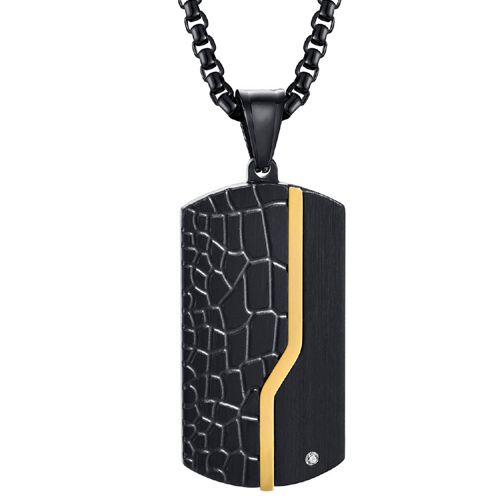 **COI Titanium Black Gold Tone/Silver Pendant With Cubic Zirconia-9049