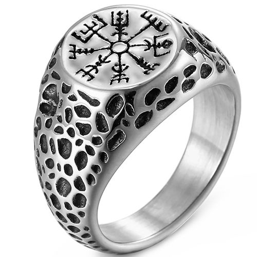 **COI Titanium Black Silver/Black Viking Ring-9058