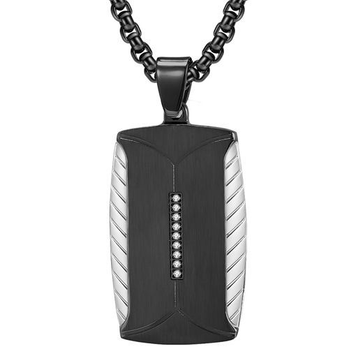 **COI Titanium Black/Gold Tone Silver Pendant With Cubic Zirconia-9061