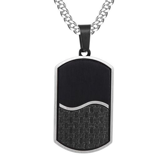 **COI Titanium Black Silver Dog Tag Pendant-9069