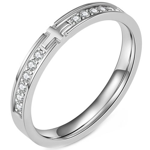 **COI Titanium Black/Gold Tone/Silver Cross Ring With Cubic Zirconia-9163