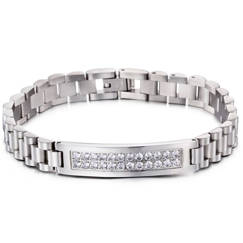 COI Titanium Cubic Zirconia Bracelet With Steel Clasp(Length: 8.27 inches)-9198