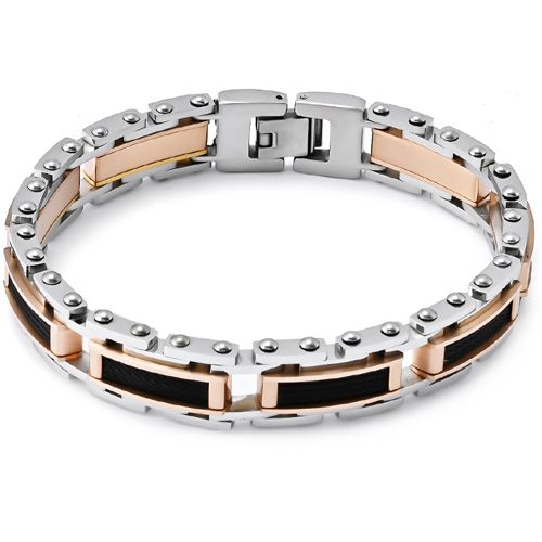**COI Titanium Black Rose Silver Bracelet With Steel Clasp(Length: 8.27 inches)-9281
