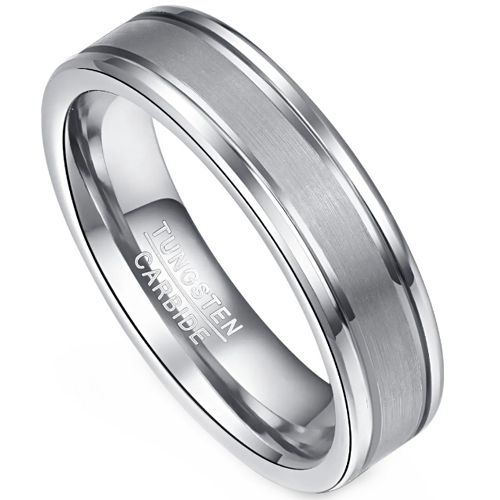 **COI Tungsten Carbide 6mm Polished & Matt Ring-9379