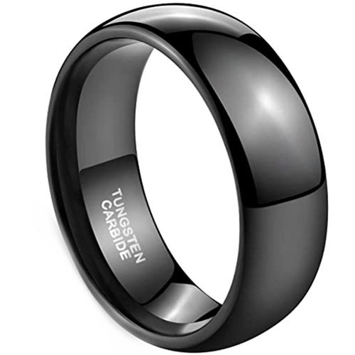 **COI Black Tungsten Carbide Dome Court Ring-9408