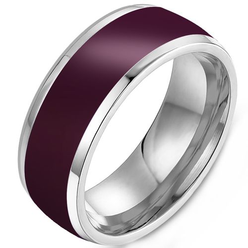 **COI Titanium Gold Tone/Silver Purple Dome Court Ring-9463