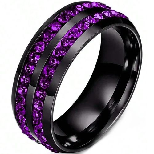 **COI Black Titanium Dome Court Ring With Cubic Zirconia-9823