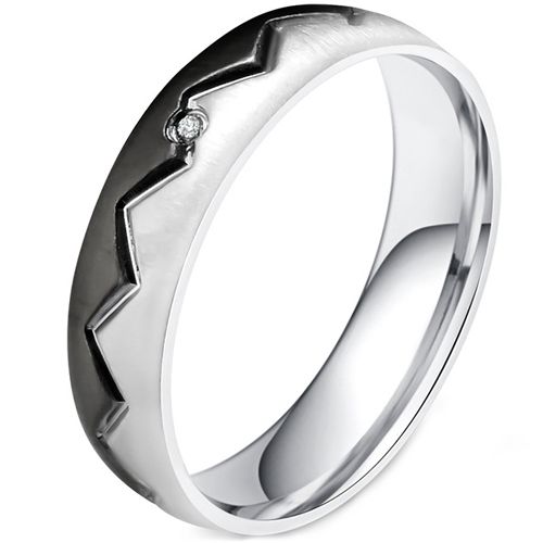 **COI Titanium Black/Gold Tone Silver Ring With Cubic Zirconia-9905