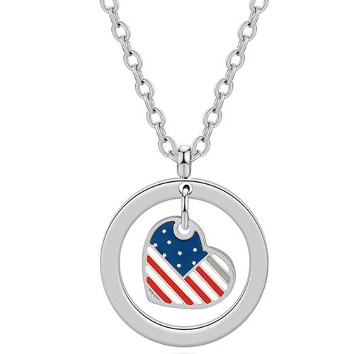 **COI Titanium Gold/Rose/Silver Heart Pendant With American Flag-9926