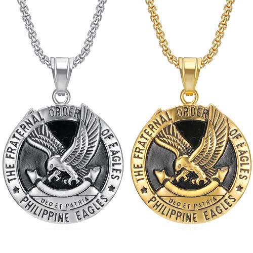 **COI Titanium Black Gold Tone/Silver Eagle Pendant-9928