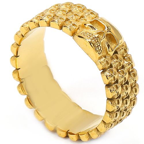 **COI Titanium Black/Gold Tone/Silver Skull Ring-9948