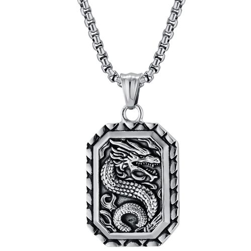 **COI Titanium Black Gold Tone/Silver Dragon Tag Pendant-9956