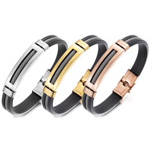 **COI Titanium Gold Tone/Silver/Rose Silver Wire Bracelet With Steel Clasp(Length: 8.26 inches)-9980