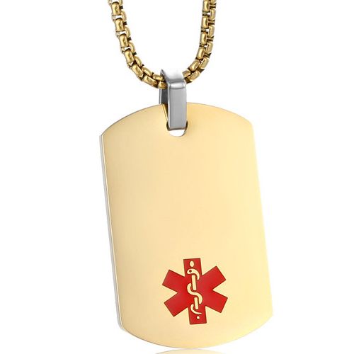 **COI Gold Tone Titanium Medical Alert Pendant-9998