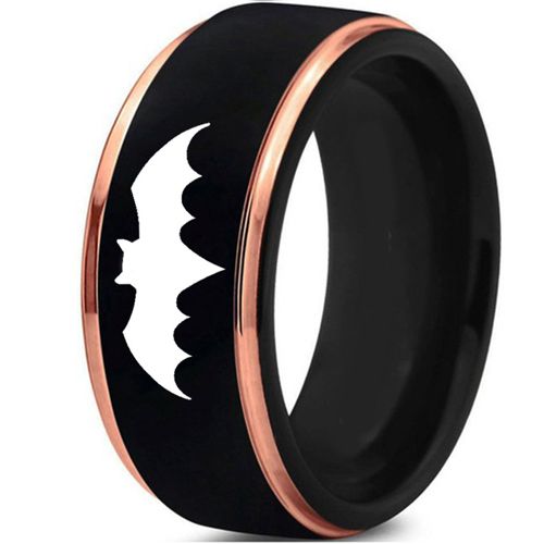 **COI Titanium Black Rose Bat Man Step Edges Ring-JT3586