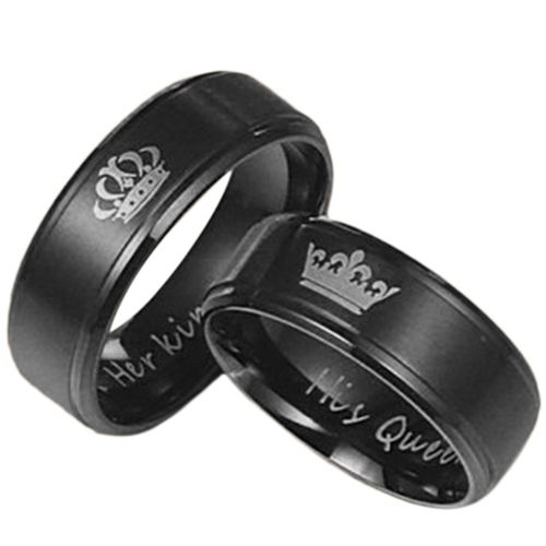 *COI Black Titanium King Queen Step Edges Ring - JT4019
